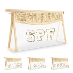 Boho Patch Spf Bag Clear Makeup Letter Bag, Waterproof Zipper Make Up Bag☺️